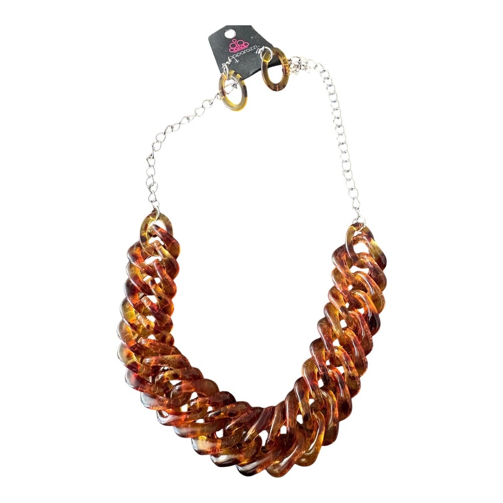 Paparazzi Charismatic Zi Collection Amber Tortoise Chunky Curb Chain Necklace